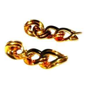 Vintage Monet Gold-Tone Chunky Chain-Link Dangle Pierced Earrings Women Jewelry